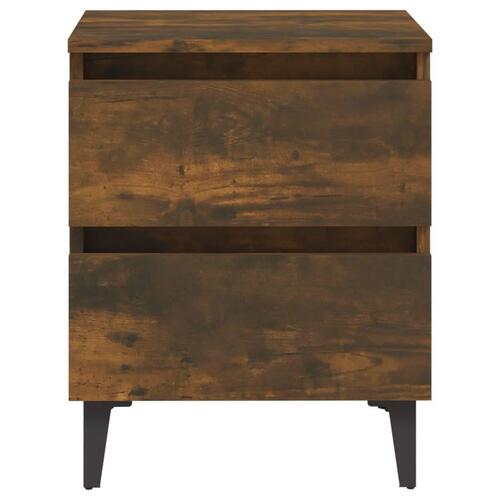 Sengeborde 2 stk. med metalben 40x35x50 cm røget egetræ