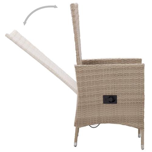 Spisebordssæt til haven 3 dele med hynder beige