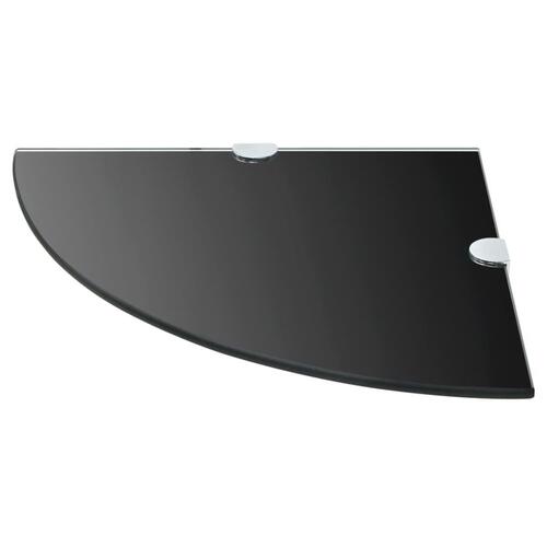 Hjørnehylder m. krombeslag 2 stk. 25x25 cm glas sort