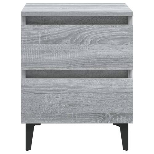 Sengebord med metalben 40x35x50 cm grå sonoma-eg