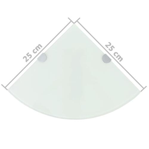 Hjørnehylder m. krombeslag 2 stk. 25x25 cm hvidt glas