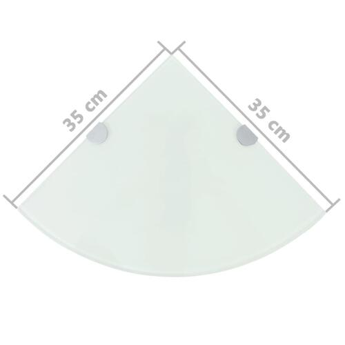 Hjørnehylder m. krombeslag 2 stk. 35 x 35 cm glas hvid