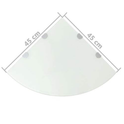 Hjørnehylder m. krombeslag 2 stk. 45 x 45 cm glas hvid
