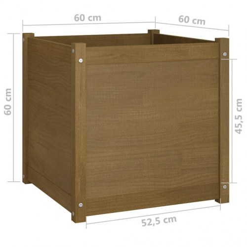 Plantekasser 2 stk. 60x60x60 cm massivt fyrretræ gyldenbrun