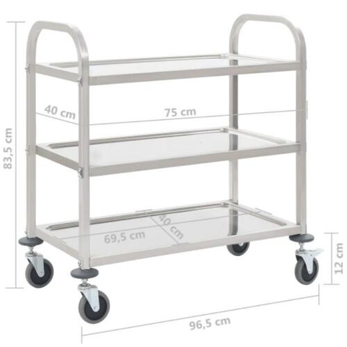 Køkkenvogn med 3 hylder 95x45x83,5 cm rustfrit stål