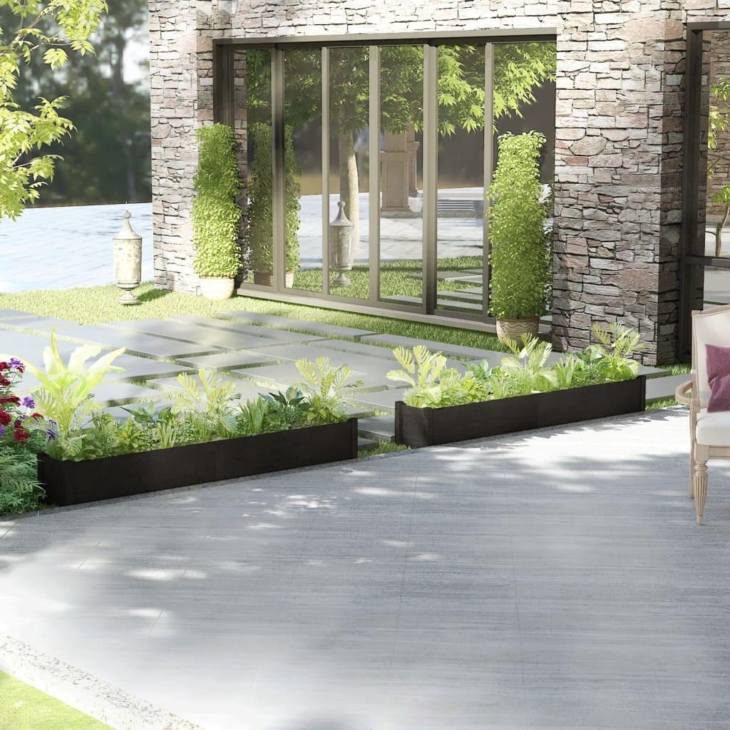 Plantekasser 2 stk. 200x31x31 cm massivt fyrretræ sort