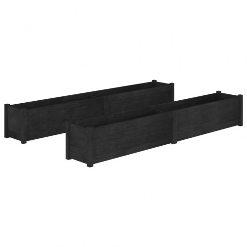 Plantekasser 2 stk. 200x31x31 cm massivt fyrretræ sort