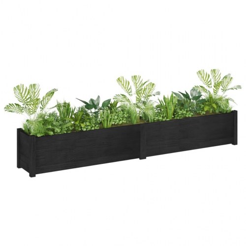 Plantekasser 2 stk. 200x31x31 cm massivt fyrretræ sort
