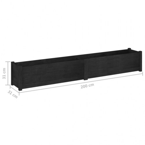 Plantekasser 2 stk. 200x31x31 cm massivt fyrretræ sort