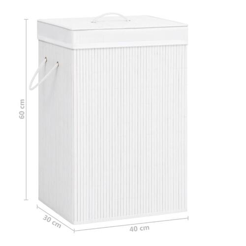 Vasketøjskurv med 2 rum 72 l bambus hvid