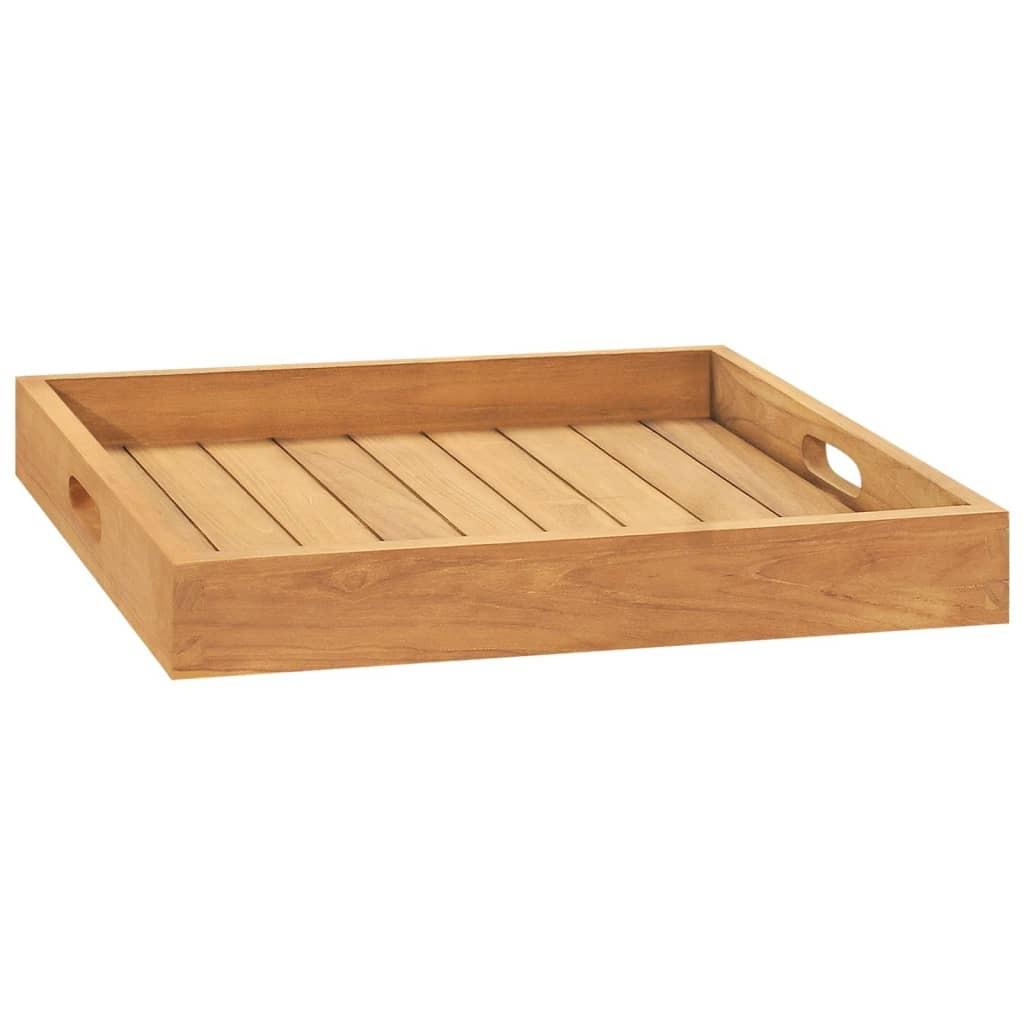 Serveringsbakke 50x50 cm massivt teaktræ