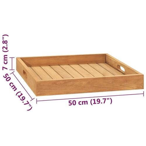Serveringsbakke 50x50 cm massivt teaktræ