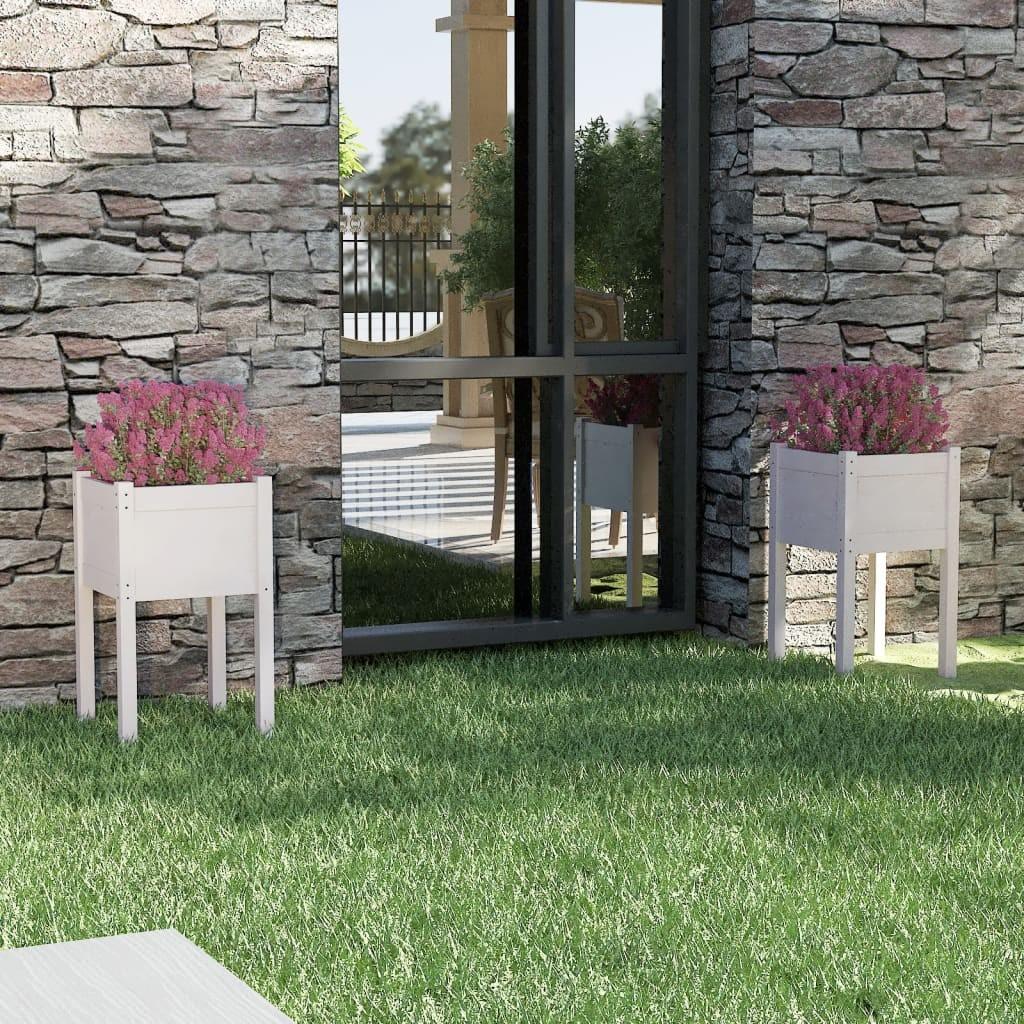 Plantekasser 2 stk. 40x40x70 cm massivt fyrretræ hvid