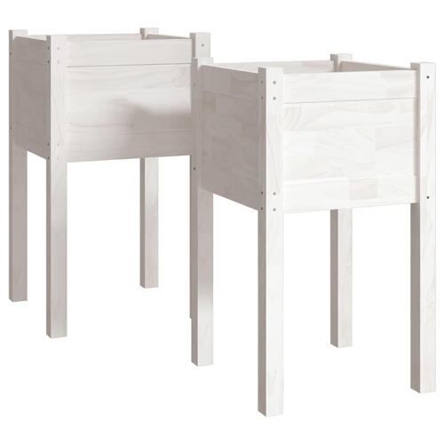 Plantekasser 2 stk. 40x40x70 cm massivt fyrretræ hvid