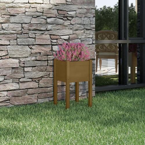 Plantekasse 40x40x70 cm massivt fyrretræ gyldenbrun