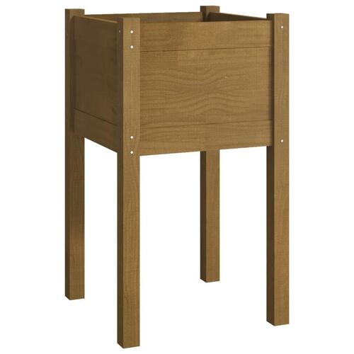 Plantekasse 40x40x70 cm massivt fyrretræ gyldenbrun
