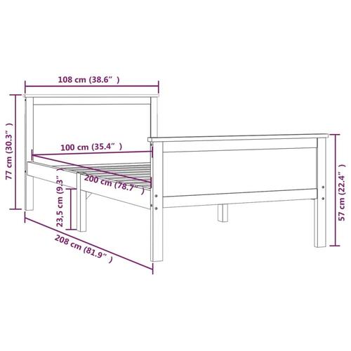 Sengestel 100x200 cm massivt fyrretræ