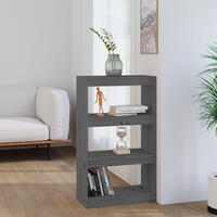 Bogreol/rumdeler 60x30x103,5 cm massivt fyrretræ grå
