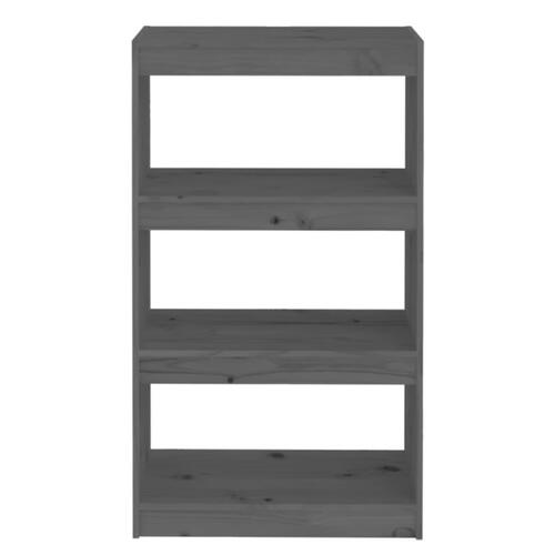 Bogreol/rumdeler 60x30x103,5 cm massivt fyrretræ grå