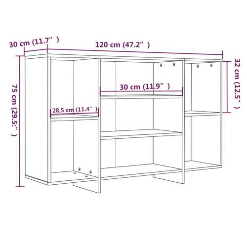 Skænk 120x30x75 cm konstrueret træ betongrå