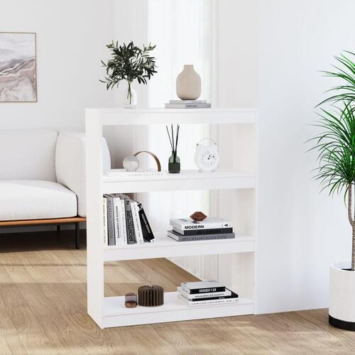 Bogreol/rumdeler 80x30x103,5 cm massivt fyrretræ hvid