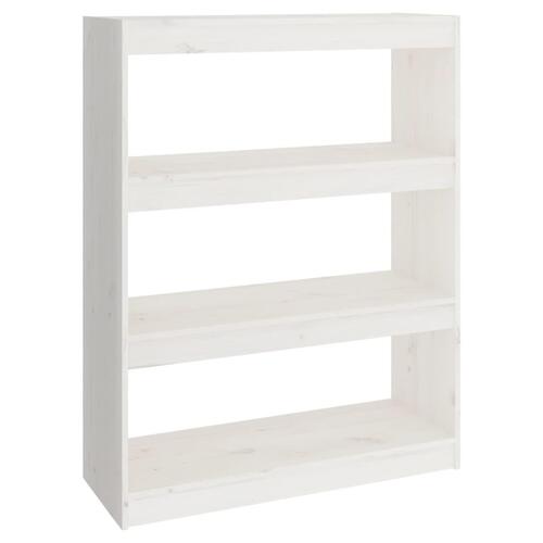 Bogreol/rumdeler 80x30x103,5 cm massivt fyrretræ hvid
