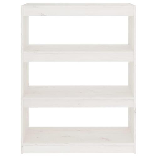 Bogreol/rumdeler 80x30x103,5 cm massivt fyrretræ hvid