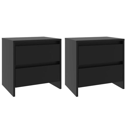 Sengeborde 2 stk. 45x34,5x44,5 cm konstrueret træ sort