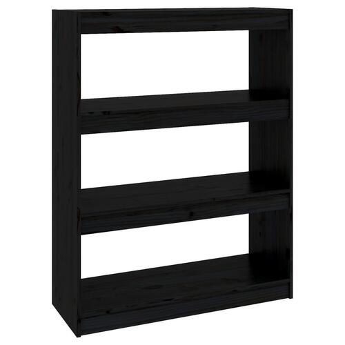 Bogreol/rumdeler 80x30x103,5cm massivt fyrretræ sort
