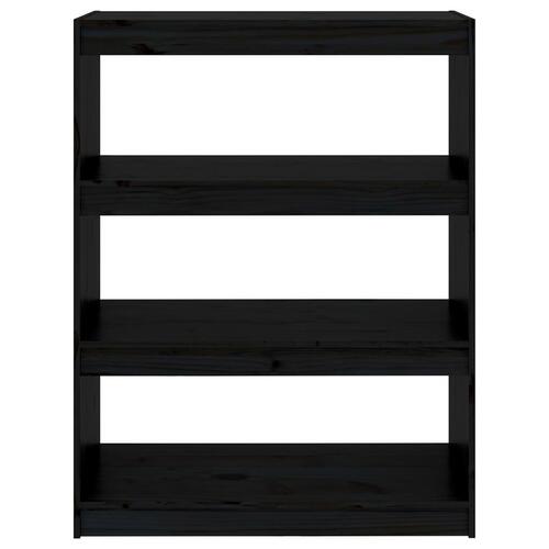 Bogreol/rumdeler 80x30x103,5cm massivt fyrretræ sort