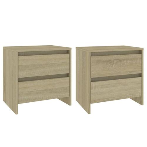 Sengeborde 2 stk. 45x34,5x44,5 cm konstrueret træ Sonoma-eg