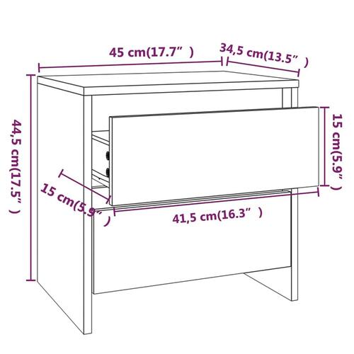 Sengeborde 2 stk. 45x34,5x44,5 cm konstrueret træ betongrå