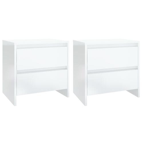 Sengebord 2 stk. 45x34,5x44,5 cm konstrueret træ hvid højglans