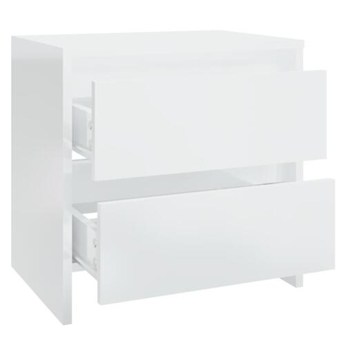 Sengebord 2 stk. 45x34,5x44,5 cm konstrueret træ hvid højglans