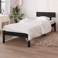 Sengestel 90x190 cm Single massivt fyrretræ sort