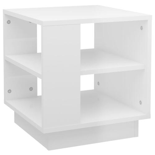 Sofabord 40x40x43 cm konstrueret træ hvid højglans