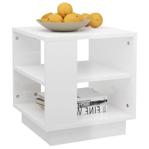 Sofabord 40x40x43 cm konstrueret træ hvid højglans