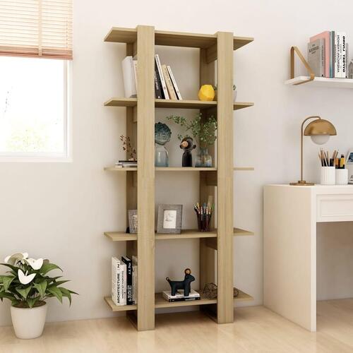 Bogreol/rumdeler 80x30x160 cm konstrueret træ sonoma-eg