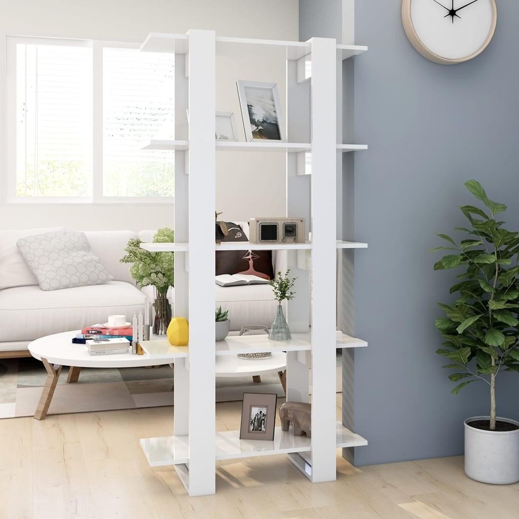Bogskab/rumdeler 80x30x160 cm spånplade hvid højglans