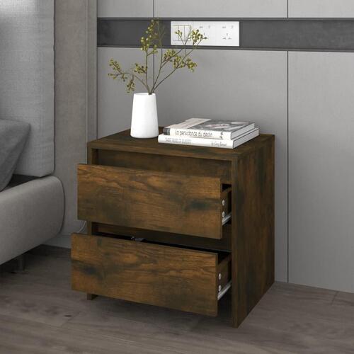 Sengebord 45x34,5x44,5 cm konstrueret træ røget egetræsfarve