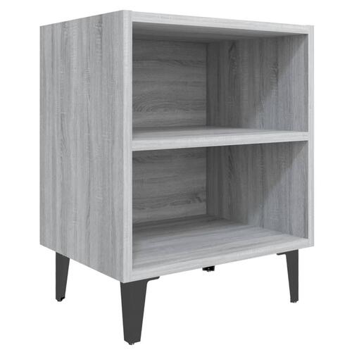 Sengeborde med metalben 2 stk. 40x30x50 cm grå sonoma-eg