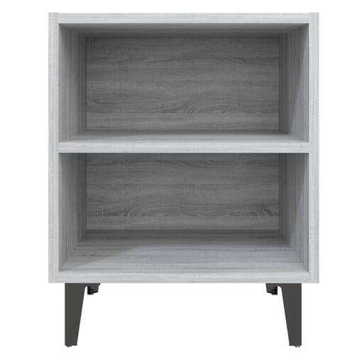 Sengeborde med metalben 2 stk. 40x30x50 cm grå sonoma-eg
