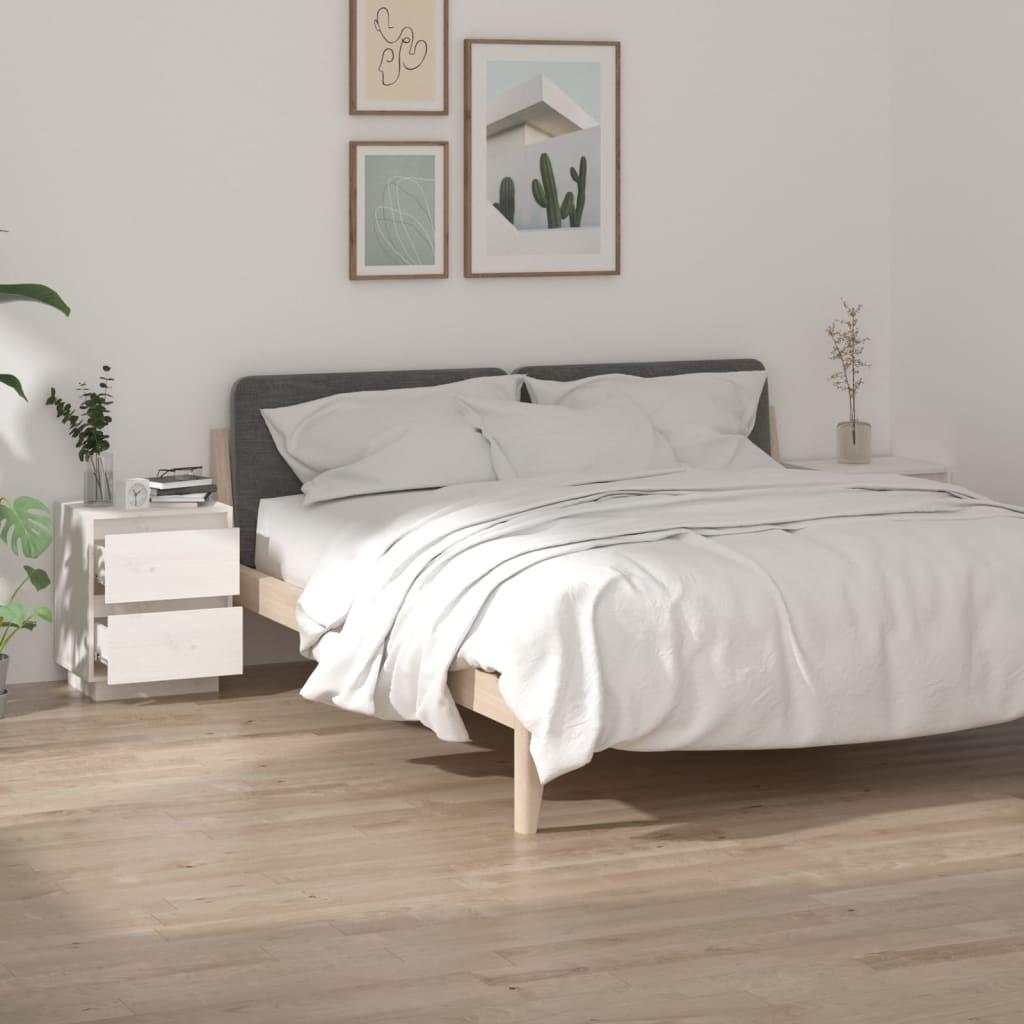 Sengeborde 2 stk. 40x35x50 cm massivt fyrretræ hvid