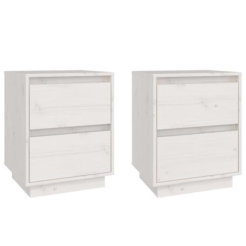 Sengeborde 2 stk. 40x35x50 cm massivt fyrretræ hvid