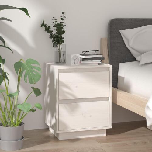 Sengeborde 2 stk. 40x35x50 cm massivt fyrretræ hvid