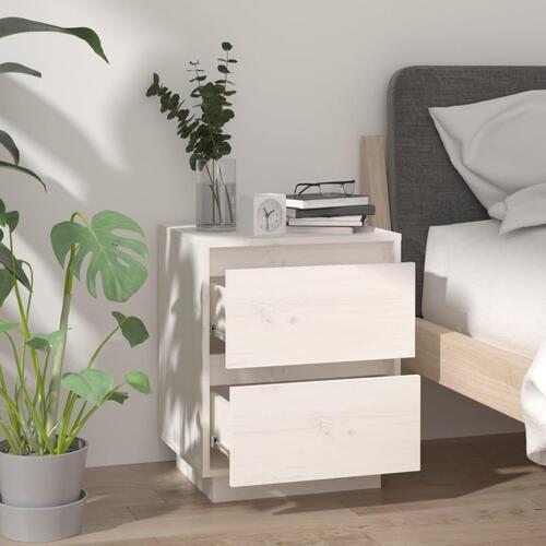 Sengeborde 2 stk. 40x35x50 cm massivt fyrretræ hvid