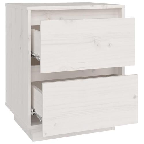 Sengeborde 2 stk. 40x35x50 cm massivt fyrretræ hvid