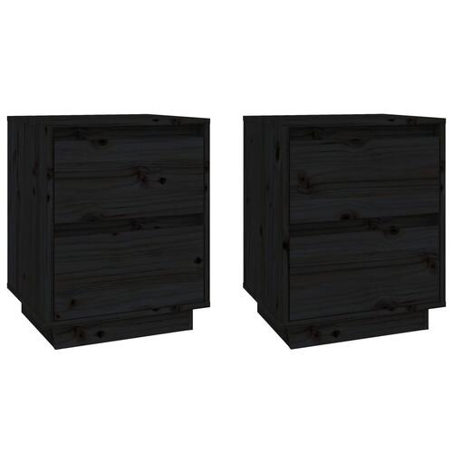 Sengeborde 2 stk. 40x35x50 cm massivt fyrretræ sort