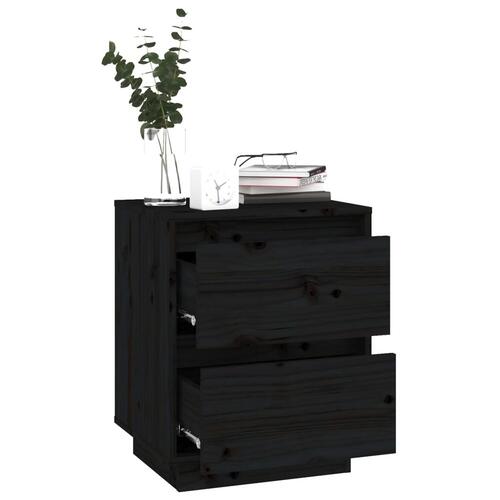 Sengeborde 2 stk. 40x35x50 cm massivt fyrretræ sort