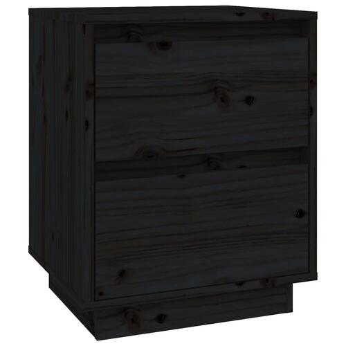 Sengeborde 2 stk. 40x35x50 cm massivt fyrretræ sort
